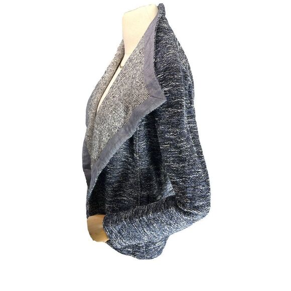 Vince Womens Blue Tweed Drape Neck Open Blazer Jacket Size XS - Picture 4 of 15